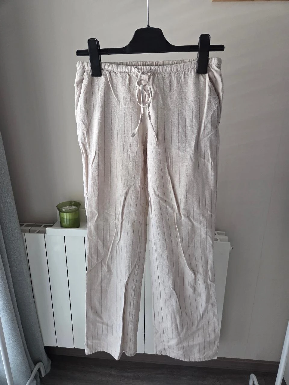 Pantalon beige à fines rayures en Lin H&M léger été plage – Taille XXS – Comme n – photo 2